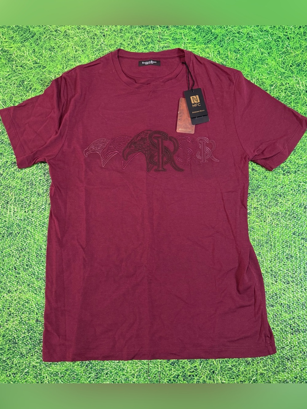Stefano Ricci Maroon Short Sleeve Crew Neck Tee